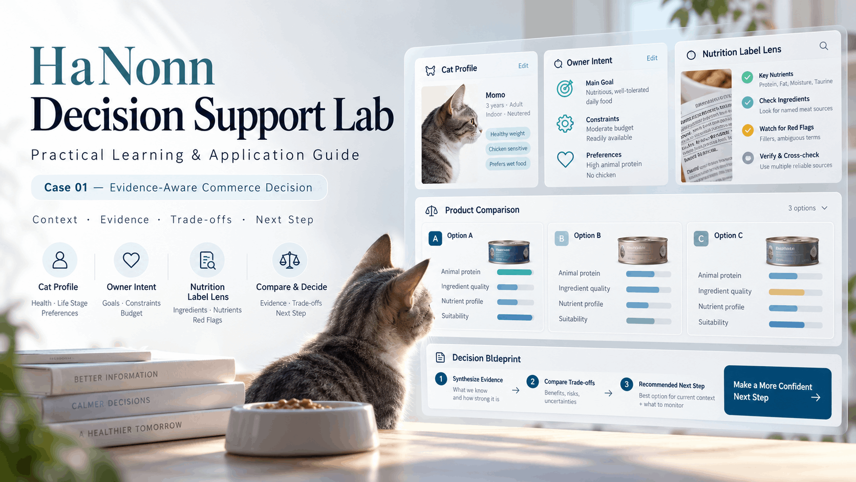 HaNonn Decision Support Lab ภาพประกอบระบบสนับสนุนการตัดสินใจที่ใช้บริบท หลักฐาน และ Trade-offs สำหรับ Case 01